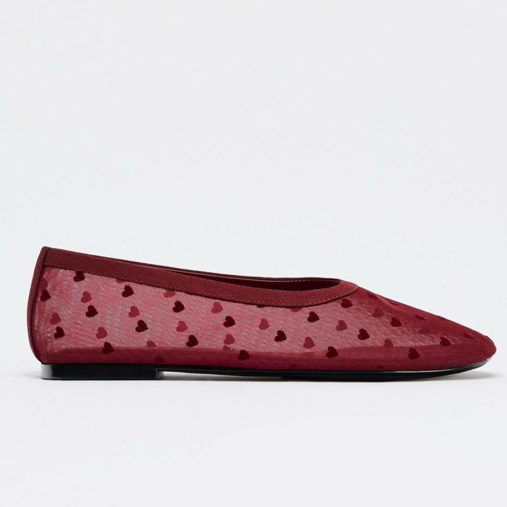 ZARA LIMITED EDITION HEART MESH BALLET FLATS